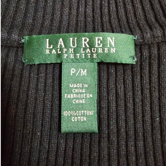 Lauren Ralph Lauren Black & Gray Striped Turtleneck Sz PM - Picture 6 of 7